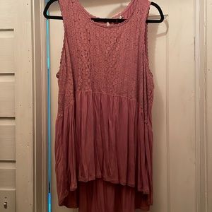 Babydoll lace millenial pink top